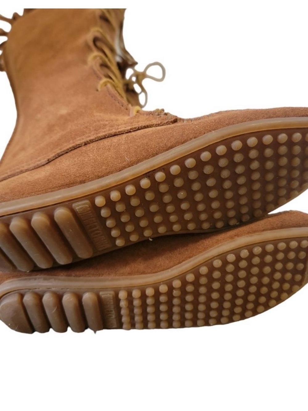 Minnetonka Chestnut Brown Suede Lace-Up Over-the-Knee Fringe Boots - Picture 5 of 10